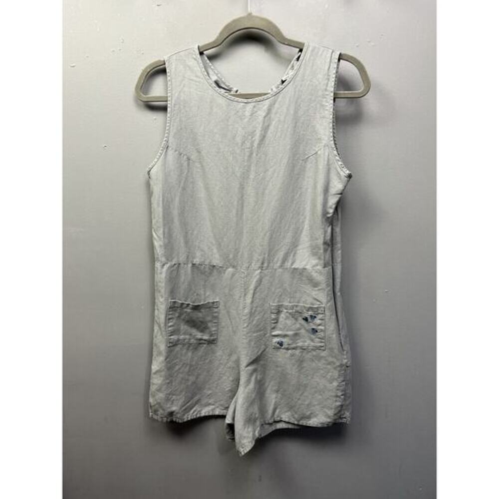 Disney Junk Food Romper Playsuit Small Women's Gray‎ Linen Blend Mickey Mouse